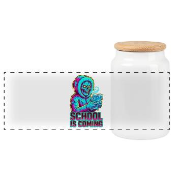 School Is Coming Icy Handheld Console Zombie - Panoramic Cookie Jar with Wooden Lid - white - Front