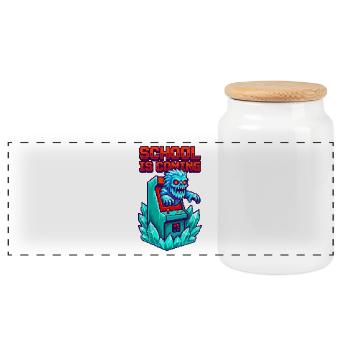 Die Schule kommt Zombie Pixel Art Arcade - Panorama Keksdose mit Holzdeckel - Weiß - Vorne