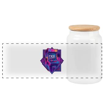Borne d’arcade rétro - F#CK SCHOOL Synthwave - Boîte à biscuits avec couvercle en bois - blanc - Devant