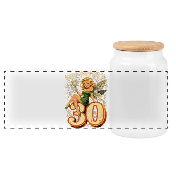 Fey-tastic: Retro 30th Birthday Fairy & Elf - Panoramic Cookie Jar with Wooden Lid - white - Front