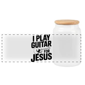 Je joue de la guitare pour Jésus - Boîte à biscuits avec couvercle en bois - blanc - Devant