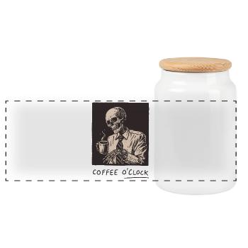 Heure du café - Boîte à biscuits avec couvercle en bois - blanc - Devant
