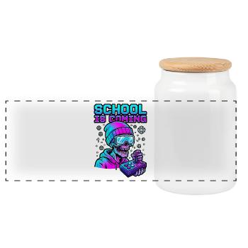 School Is Coming Profile Snow Goggles Cyber Zombie - Panoramic Cookie Jar with Wooden Lid - white - Front