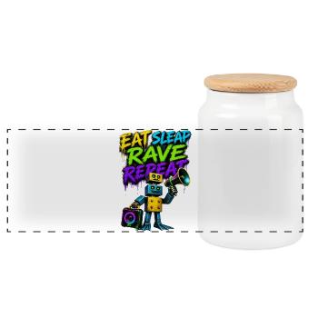 Manger Dormir Rave Répéter Robot Graffiti - Boîte à biscuits avec couvercle en bois - blanc - Devant