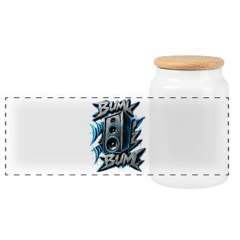 Bass Boom Graffiti Speaker - Panoramic Cookie Jar with Wooden Lid - white - Front