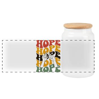 Retro Hope Hope 70s - Panoramic Cookie Jar with Wooden Lid - white - Front