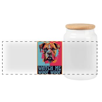 Race de chien boxer Accessoires pour chiens boxers Propriétaire de chien - Boîte à biscuits avec couvercle en bois - blanc - Devant