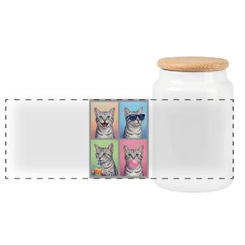 Chats Chat Mau égyptien - Boîte à biscuits avec couvercle en bois - blanc - Devant