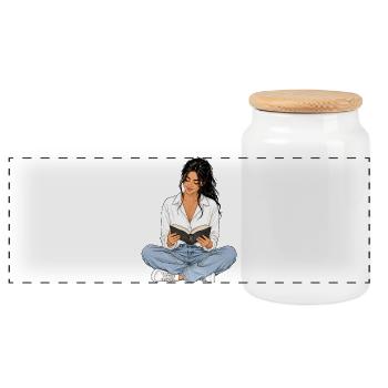 Reading is my time-out – Bücherliebe Booklover - Panoramic Cookie Jar with Wooden Lid - white - Front