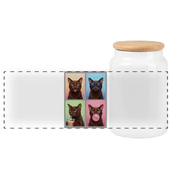 Cats Havana Cat - Panoramic Cookie Jar with Wooden Lid - white - Front