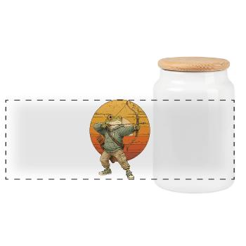 Vintage Bogenschütze-Frösche Bogenschießen - Panorama Keksdose mit Holzdeckel - Weiß - Vorne