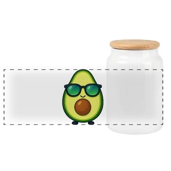 Avocado Vegetable Summer Sunglasses Kawaii - Panoramic Cookie Jar with Wooden Lid - white - Front