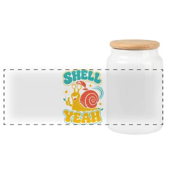 Shell Yeah – Coole Schnecke mit Cap - Panorama Keksdose mit Holzdeckel - Weiß - Vorne