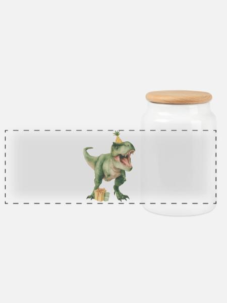 Birthdaysaurus - Panorama Keksdose mit Holzdeckel - Weiß