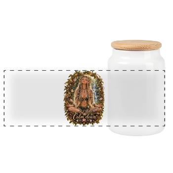 Beruhigende Waldelfe Meditation - Panorama Keksdose mit Holzdeckel - Weiß - Vorne