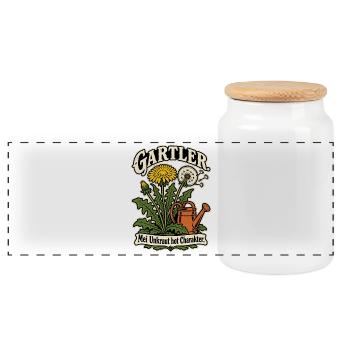 Gartler Mei Unkraut hot Charakter - Panorama Keksdose mit Holzdeckel - Weiß - Vorne