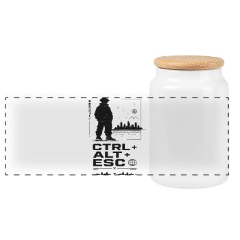CTRL ALT ESC Skyline Retro - Panorama Keksdose mit Holzdeckel - Weiß - Vorne