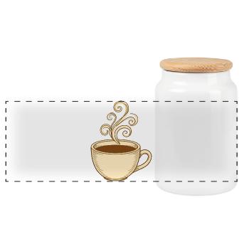 Vintage Steam Swirl Kaffeetasse - Panorama Keksdose mit Holzdeckel - Weiß - Vorne