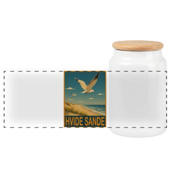 Hvide Sande - Panorama Keksdose mit Holzdeckel - Weiß - Vorne