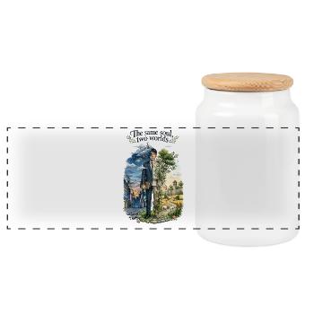 Zwei Seelen, eine Welt - Panorama Keksdose mit Holzdeckel - Weiß - Vorne