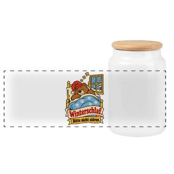 Winterschlaf Bitte nicht stören - Panorama Keksdose mit Holzdeckel - Weiß - Vorne