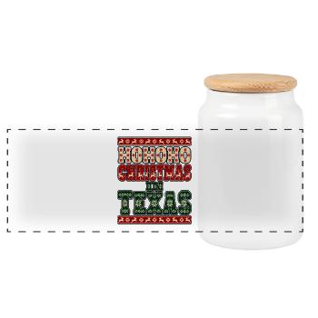 HoHoHo Weihnachten in Texas - Panorama Keksdose mit Holzdeckel - Weiß - Vorne