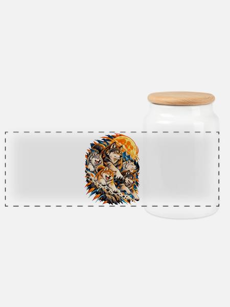 Familie, Freundschaft & Gemeinschaft × Wildtiere - Panorama Keksdose mit Holzdeckel - Weiß
