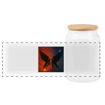 Engelbild /Spirit-Soul Kollektion - Panorama Keksdose mit Holzdeckel - Weiß - Vorne