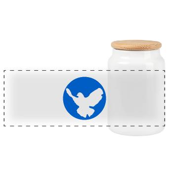 Dove of peace icon design - Panoramic Cookie Jar with Wooden Lid - white - Front
