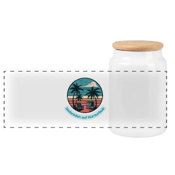Mentally on a short vacation - Panoramic Cookie Jar with Wooden Lid - white - Front