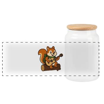 Forest Friend with Guitar - Panoramic Cookie Jar with Wooden Lid - white - Front