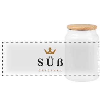 Sweet Original Family Logo Noir - Boîte à biscuits avec couvercle en bois - blanc - Devant