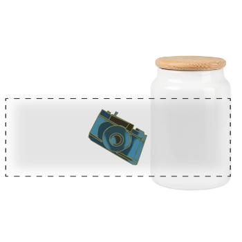 Motif de caméra Rétro Blue - Boîte à biscuits avec couvercle en bois - blanc - Devant