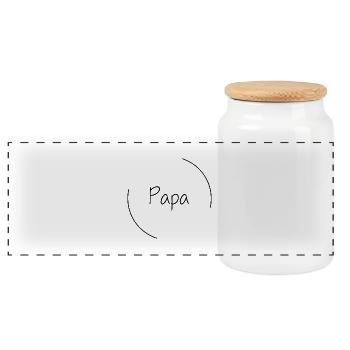 Papa - Panorama Keksdose mit Holzdeckel - Weiß - Vorne