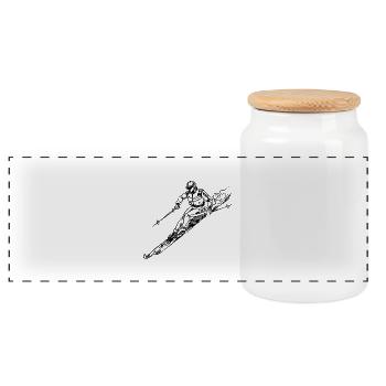 Ski - Panoramic Cookie Jar with Wooden Lid - white - Front