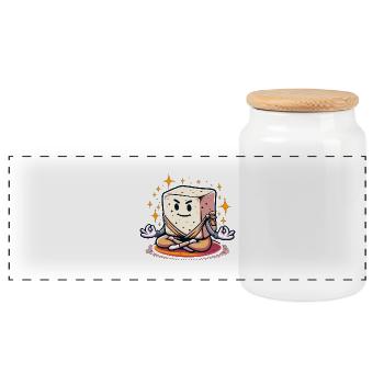 Maître Zen Tofu - Boîte à biscuits avec couvercle en bois - blanc - Devant