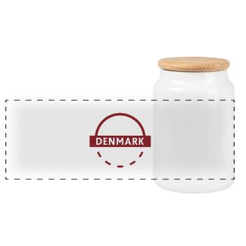 Denmark Semicircle Emblem - Panoramic Cookie Jar with Wooden Lid - white - Front