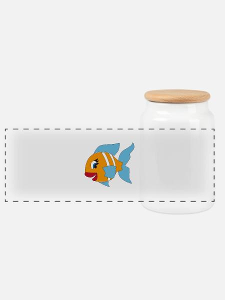 die Fische - Panorama Keksdose mit Holzdeckel - Weiß