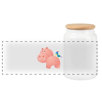 Hippo and Bird - Boîte à biscuits avec couvercle en bois - blanc - Devant