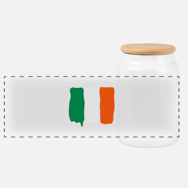 Irish_flag_runny_paint - Panorama Keksdose mit Holzdeckel - Weiß