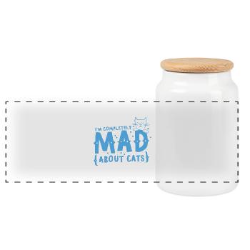 I'm completely mad about CATS - Panoramic Cookie Jar with Wooden Lid - white - Front