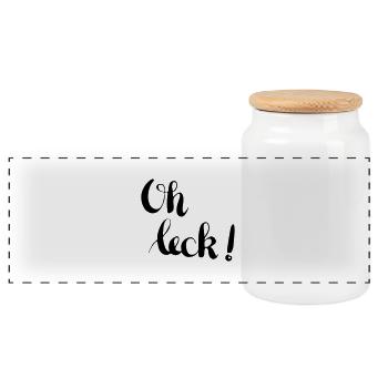 Trier Lustig Spruch Oh Leck Geschenk - Panorama Keksdose mit Holzdeckel - Weiß - Vorne