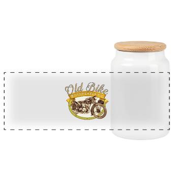 Old Bike Motorcycle Co - Boîte à biscuits avec couvercle en bois - blanc - Devant