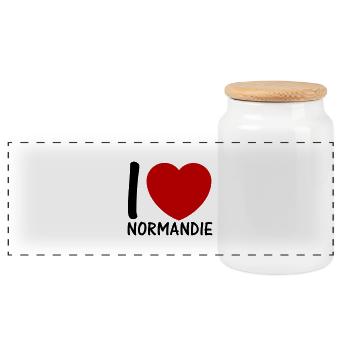 i love Normandy 2c - Panoramic Cookie Jar with Wooden Lid - white - Front