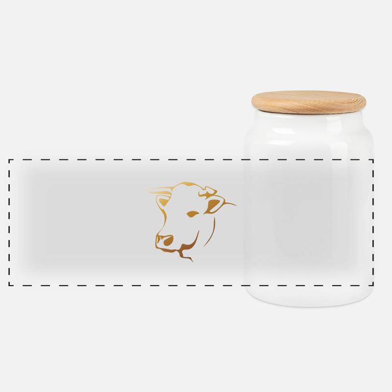 cow-1485012 - Boîte à biscuits avec couvercle en bois - blanc