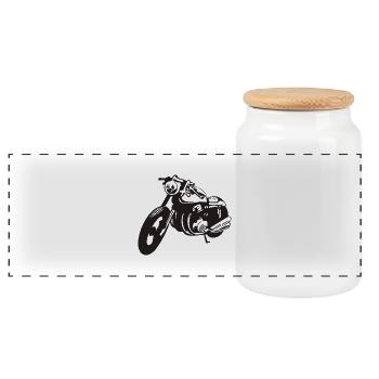 Biker moto - Boîte à biscuits avec couvercle en bois - blanc - Devant