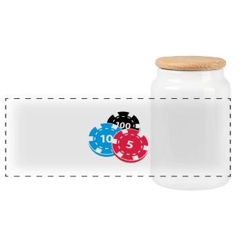 Pokerchips - Panorama Keksdose mit Holzdeckel - Weiß - Vorne
