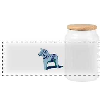 Dalahorse - Panorama Keksdose mit Holzdeckel - Weiß - Vorne
