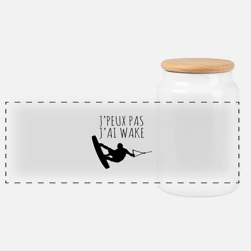 Je peux pas j'ai wake - Boîte à biscuits avec couvercle en bois - blanc