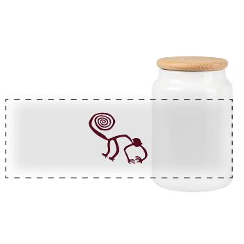 Nazca Monkey - Panoramic Cookie Jar with Wooden Lid - white - Front